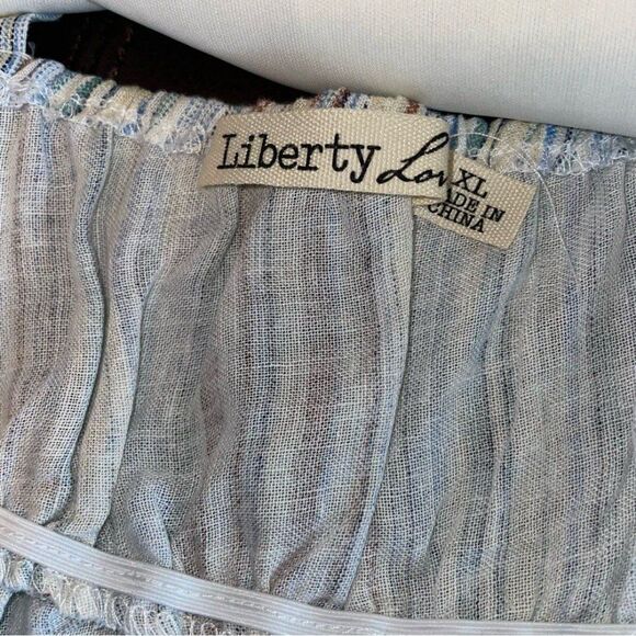 Liberty love crop top women’s size XL strips sleeveless ruffles pullover blouse - Picture 4 of 11